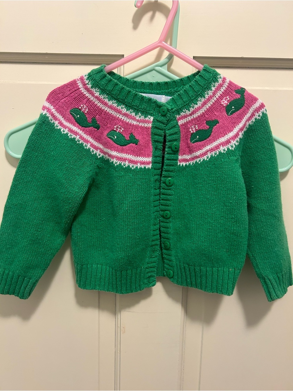 vintage Hartstrings Fair Isle whale cardigan sweater 18 months